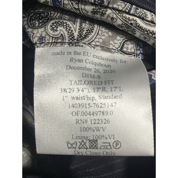 J. Hilburn Vitale Barberis Canonico Wool Mens Blazer Navy Stripe 38R - Picture 6 of 15